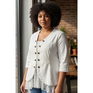 Torrid Ivory Lace Peplum Military 3/4 Sleeve Open Jacket‎ Sz 3 Romantic Edge NWT